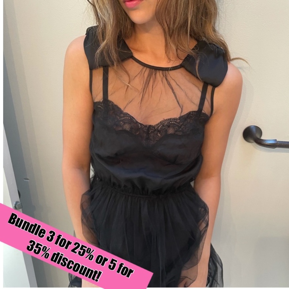 Black bow shoulder tulle formal date dress